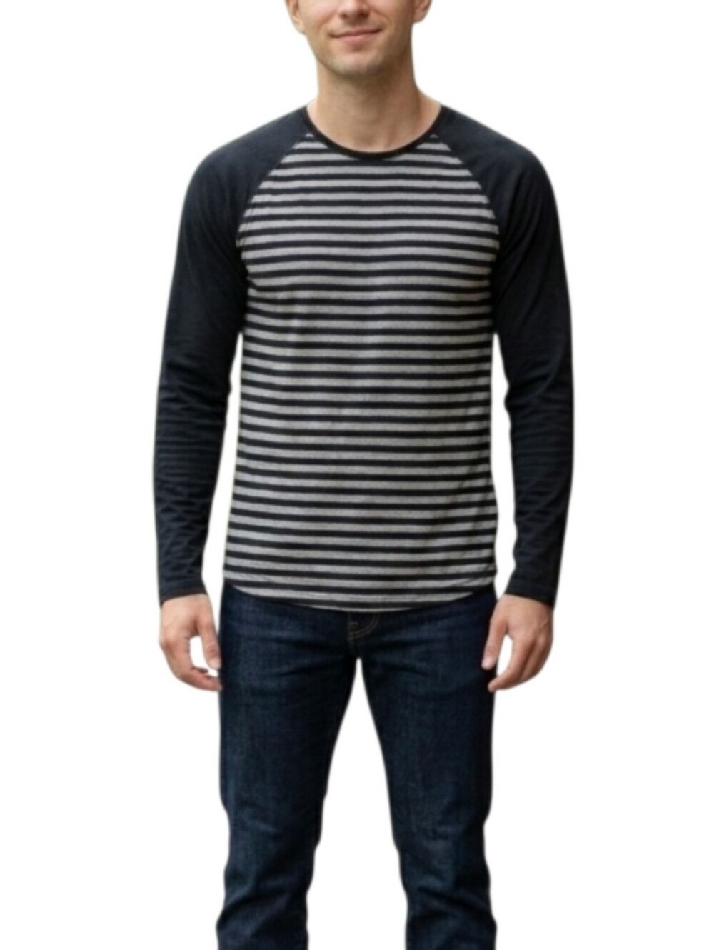 Vince Men's Striped Raglan Long Sleeve Shirt Size Medium